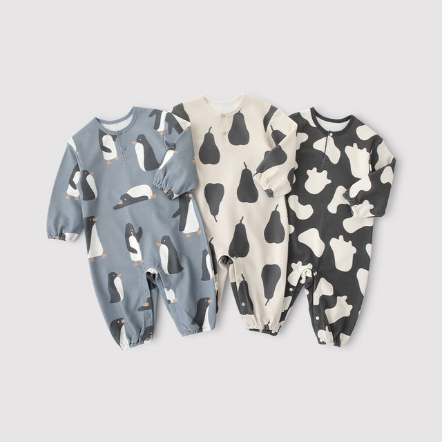 巴厘小猪 婴儿连体衣2025春秋季新生儿卫衣哈衣爬服初生儿春装宝宝衣服 牛奶糖 59cm