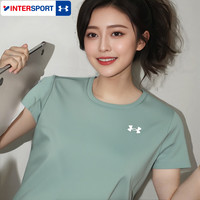 安德玛速干T恤女2025秋季女装休闲短袖训练运动上衣 155/76A/XS