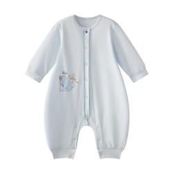 babycare 宝宝连体衣纯棉新生儿长袖爬服哈衣满月婴儿衣服 星月蓝  73cm 星月蓝