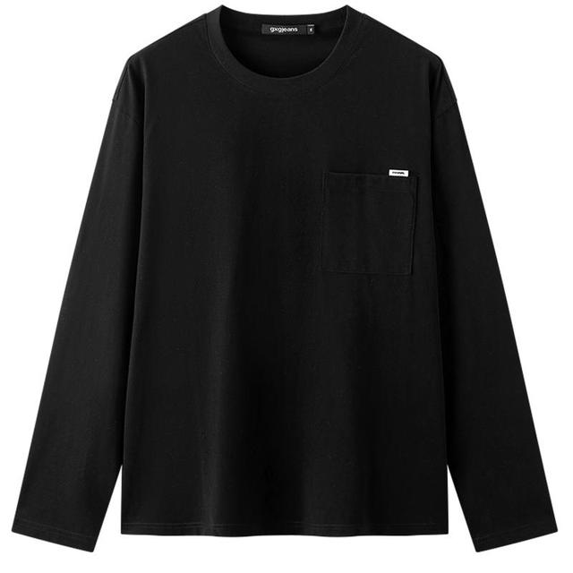 gxgjeans 25秋冬热卖 美式纯棉口袋设计宽松长袖T恤 黑色