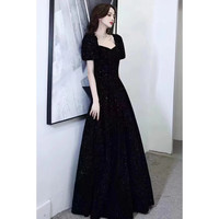 云蔷艺考礼服音乐生黑色晚礼服轻奢显瘦法式公主长款宴会演出 4XL