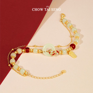 今日必买：周大生 锦鲤平安扣和田玉银手链女上上签手串