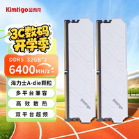 金泰克 64GB（32Gx2）套装 DDR5 6400 台式机内存条 白月光系列 海力士A-die颗粒