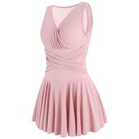 骆驼 CAMEL【性感V领】平角连体泳衣女缠带收腰时髦假两件裙式女士游泳衣