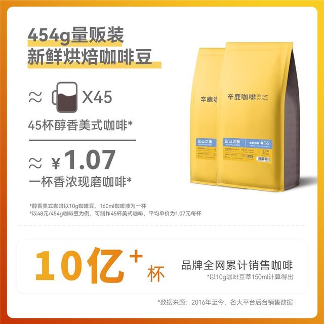 百亿补贴：辛鹿咖啡 SinloyCoffee 轻度烘焙 蓝山风味咖啡豆 454g