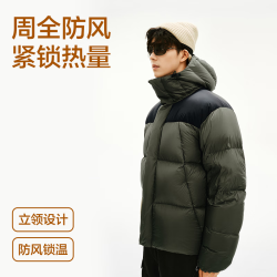 网易严选 2590鸭绒超蓬羽绒服休闲面包服石墨烯保暖轻量抗菌防泼水 25秋冬立领-静谧黑 L