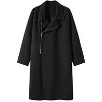 冬季GXG时尚百搭休闲斜拉链门襟通勤保暖羊毛长款大衣外套男