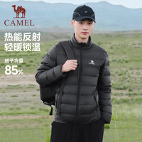 CAMEL骆驼轻薄羽绒服女士2025秋冬立领短款修身加厚保暖夹克外套男 冰精粉，女，J1W1PN139B L