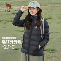 CAMEL骆驼轻薄羽绒服女士2025秋冬立领短款修身加厚保暖夹克外套男 【热反射科技内里】雾境蓝，女，J1W1PN139A XXXXL