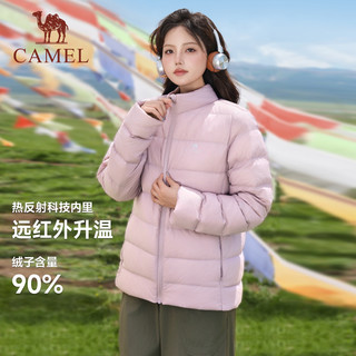 CAMEL骆驼轻薄羽绒服女士2025秋冬立领短款修身加厚保暖夹克外套男 幻影黑，男，J1W2PN140B M