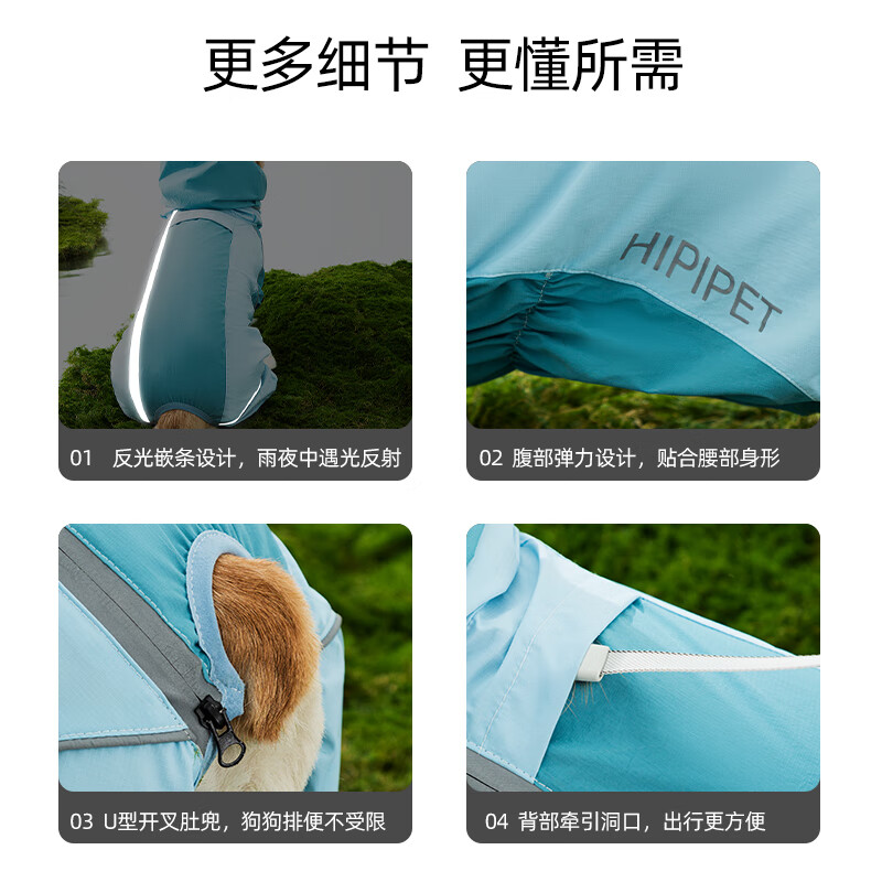 嬉皮狗（hipidog）全包撞色柯基冲锋雨衣中小型犬腊肠犬四脚狗狗雨衣雨天宠物狗衣服 【卡码建议拍大】  （建议体重25-30斤）
