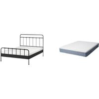 宜家（IKEA）STJARNO夏尔诺床架铁艺床出租屋现代铁架床家用铁架床 煤黑色鲁瑞床架+床垫 1800mm*2000mm