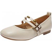 百丽 小金豆玛丽珍女25秋新商场款羊皮薄底单鞋E1V1DCQ5 米白色 37 (235mm)