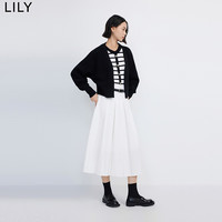 LILY春新款女装含绵羊毛设计感条纹针织吊带针织开衫女 510