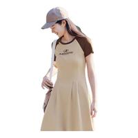 森马连衣裙女收腰插肩袖夏季字母印花收腰针织短裙101324114040 咖色调00355 S