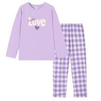 【100%纯棉 棋盘格】睡衣女夏季长袖纯棉红品女士家居服套装