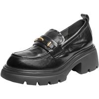 百丽 复古抓皱鎏金乐福鞋女商场款牛皮粗跟jk鞋E1Y1DCA5 黑色 37