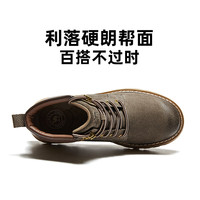 CAMEL骆驼【金甲】大黄靴王俊凯同款马丁靴男耐磨增高户外高帮工装靴男鞋子 G15W076038 墨绿 38