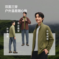 蕉下双面摇粒绒外套男款秋季户外加绒保暖防风防泼水软壳立领夹克 栗灰棕-沁柔白 S