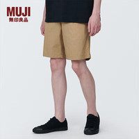 無印良品 MUJI 男式 水洗 平纹 短裤 男士裤子夏季款 宽松休闲裤 男装 浅米色AED10A4S S (165/72A)