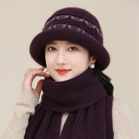 迷人微笑 CHARMING SMILE 帽子女冬季加绒保暖针织毛线帽围巾套装秋天加厚防寒中老年妈妈
