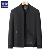 罗蒙（ROMON）立领夹克男士2025秋季商务休闲百搭外套男装上衣男 黑色 4XL (195)