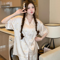 冰丝女士睡衣2025年夏季短袖长裤春秋款甜美可爱风家居服套装
