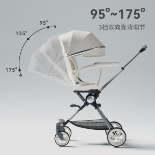 playkids 普洛可 遛娃X7-3双向高景观可坐可躺睡轻便宝宝婴儿溜娃可折叠手推车 X7-3 佩斯利白