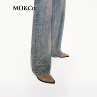 MO&Co.牛仔裤2025秋泛黄青光蓝竹节肌理棉质中低腰复古MBE3JEN019 牛仔蓝色 XS /XS