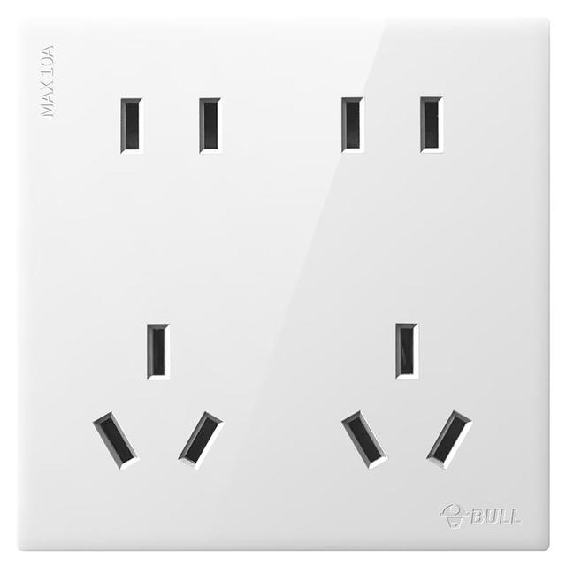 公牛 开关插座 G60系列十孔插座86型插座超薄面板G60Z423亮面白