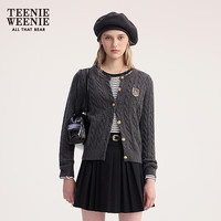Teenie Weenie小熊女装毛针织衫2025秋季时髦优雅学院绞花毛衣 煤灰色 S