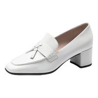 爱步（ECCO）单鞋女 倪妮同款女鞋一脚蹬粗跟正装皮鞋高跟鞋女 型塑290943 亮白色29094301002 38