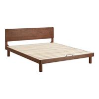 林氏家居中古风全实木床1.2米单人床白蜡木齐边床排骨架床架木业QZ1A 【胡桃色】实木床 1.5米x2米