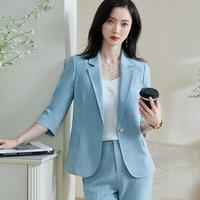 【休闲西装】春季时尚通勤简约七分袖西服外套