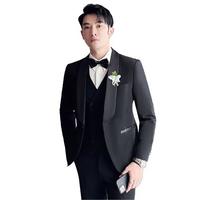 【青果领西装礼服】结婚婚礼主持高档时尚西装套装男纯色礼服男
