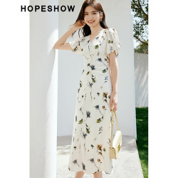 HOPESHOW 红袖 盐系轻熟连衣裙