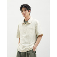 【A】GXG男装25年夏季高级感条纹短袖衬衫polo领上衣