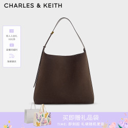 CHARLES & KEITH 秋新品 女士大容量绒面单肩子母托特包 CK2-40270966-2