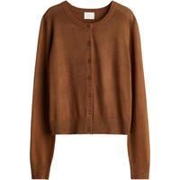 H&M女装毛针织衫秋季薄款时尚法式慵懒短款打底衫miu系开衫0579541 棕色 S 160/88