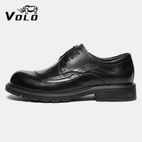 VOLO犀牛【陈牧驰同款】商务正装皮鞋男内增高真皮厚底休闲大头鞋 黑色系带（加绒） 冬季款 43