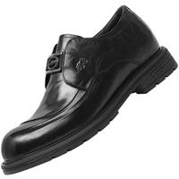 VOLO犀牛【陈牧驰同款】商务正装皮鞋男内增高真皮厚底休闲大头鞋 黑色套脚（内增高6CM） 四季款 41