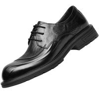 VOLO犀牛【陈牧驰同款】商务正装皮鞋男内增高真皮厚底休闲大头鞋 黑色系带（镂空） 夏季款 40
