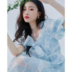 Artka 两穿公主风一字肩高腰雪纺连衣裙女碎花中长裙