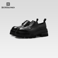 博斯绅威 BOSS SUNWEN BOSSSUNWEN夏季新款圆头厚底增高大头皮鞋男德比鞋
