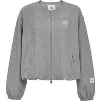 ONLY2025夏季双向拉链精致刺绣宽松落肩圆领卫衣女|12539R002 G40深花灰毛呢 XS