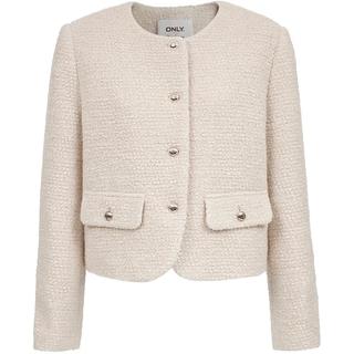 ONLY2025秋季优雅正肩口袋装饰小香风毛呢外套女|12534T002 HH9 米色圈圈呢 XS