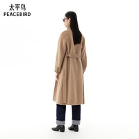 【张婧仪同款】太平鸟大师系列羊驼毛双面呢大衣冬A1AAE4383 驼色 XL