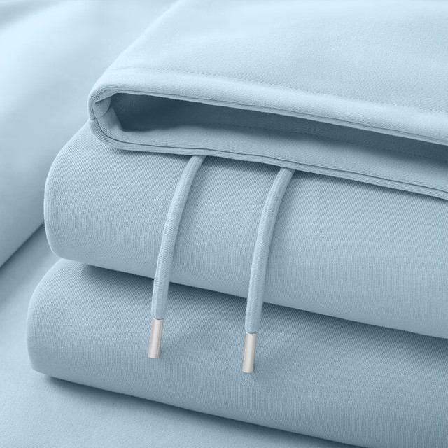 班尼路 牛奶丝连帽卫衣女2025年春秋女装时尚休闲甜美可爱风百搭上衣 雾霾蓝#熊猫吃竹子K L