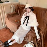 织物猪 千金风波点连衣裙miu系穿搭假2件高级感减龄显气质长裙