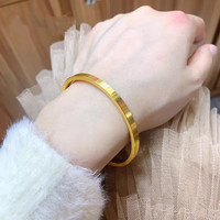 玉相伴 黄金手镯 足金9999时尚简约拉丝实心黄金素圈方镯筷子金镯女 56圈口:金重17.9克(4mm)
